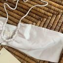 Meshki  Kimia Satin Ruched Tie Halter Crop Top Large Tofu Ivory Cream Photo 4