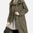 Eileen Fisher  Bubble Hem Funnel Neck Belted Trench Coat Jacket Olive Size XS Photo 1