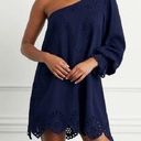 Hill House NWT  The Mila Dress One-Shoulder Eyelet in Navy Linen sz S Photo 0