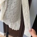 Anthropologie Angel Of The North Cream Pointelle Shawl Sweater Photo 2