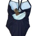 Nike NEW  One-Piece Navy‎ Swimsuit Stripe Racerback Womens Size L Photo 3