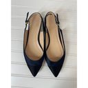 J.Crew  Satin Slingback Flats Navy & Black Pointed Toe Career Office Work Size 7 Photo 2