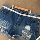 Boohoo  Blue short denim blue jean distressed plus shorts size 16 Photo 3