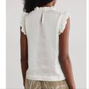 T Tahari  Airflow Ruffle Neck Smocked Sleeveless Top Size Small Oyster White Photo 3