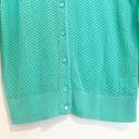 Talbots  Women’s Mint Green Waffle Knit Pima Cotton Cardigan Size Medium Photo 3