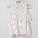 Bardot  Shadow Stripe Cold Shoulder Blouse Sz XS White Mock Neck Pleated Ruffle Photo 0