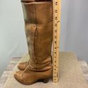 Frye Vintage  Boots Womens 5.5 Crissie Tall Brown Leather Mid Heel Block Zip USA Photo 10