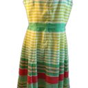 Tiana B . Green Yellow Striped Sleeveless Fit-n-Flare Day Work Spring Dress sz 8 Photo 1