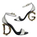 Dolce & Gabbana  Gameday Sculpted Heel Baroque DG Leather Sandals Size 40 Photo 1