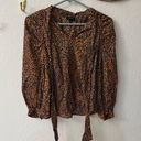 Who What Wear  Leopard Print Tie Neck Blouse Photo 1