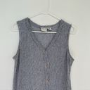 Rachel Zoe  Navy Blue White Striped Sleeveless Button Tie Knot 100% Linen Tank M Photo 2