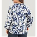 Bloomchic Size 14 - 16 • 1x •  • Boho Print Knot Neck Lantern Sleeve Blouse Photo 1