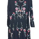 Wish Chic  Women's Relaxed Floral Embroidered Black Drop Swing Dress Tunic Sz M Photo 0