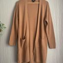 EXPRESS  Cardigan Sweater Womens size Small Tan Open Front Long Tan Pockets Photo 0