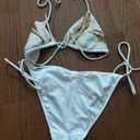 Victoria's Secret Y2k Victoria’s secret sequined white and gold triangle tie bikini top and bottom  Photo 7