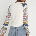 Free People , New Fairground Ivory Thermal Knit Sweater Sleeve Top Size Medium Photo 4