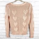 Forever 21  Peach Long Sleeve Open Knit Heart Sweater Pullover Size Medium Photo 1