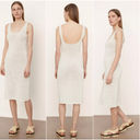 Vince NEW $495  Cream Crochet Knit Textured Square Neck Midi Dress Photo 1