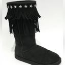 Jimmy Choo UGG &  Black Suede Sheepskin "SORA" Fringed Winter EUC Photo 8