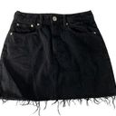 ZARA Skirt Womens Small Black Denim Button Closure Raw Hem Pockets Mini Cotton Photo 0