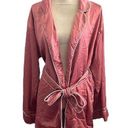 Missguided  Rose Pink Satin Collared Long Sleeve Belted Lounge Robe size 6 Small Photo 0