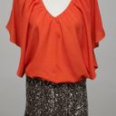 C. Luce  orange batwing gold sequin mini dress size medium Photo 1