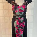 Tracy Reese  black sheath dress with silk pink floral center panel size 4 Photo 0