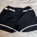 Athleta  Running Shorts Black White Large Elastic Waist Built In Under Shorts Photo 2