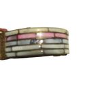 The Row Vintage 5- Mother of Pearl Inlay Brass Hinged Pin Latch Bracelet Photo 6