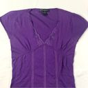 August Silk  Knits Purple Cap Sleeve Lace Accent Top Photo 1