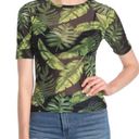 Sans Souci leaf print mesh t shirt size M Photo 2