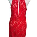 Sans Souci  Red Lace Halter Sleeveless bodycon Dress Size XL Photo 1