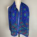 Vintage Blue  Scarf Floral Geometric Pattern Long Rectangular Unique Retro Fun‎ Photo 2