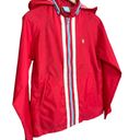 Roxy Quiksilver Red Striped Long Sleeve Windbreaker Jacket w/ Packable Hood Sz S Photo 3