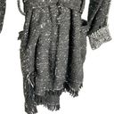 Free People  Black Combo Wool Blend Fringe Blanket Coat Size Medium Boho Womens Photo 9