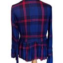 Thread and Supply  Navy and Red Plaid Peplum blouse w/ tie closure Size Medium Photo 3