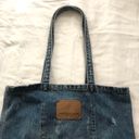 American Eagle 2000s Y2k  Outfitters navy blue denim jean ripped distressed tote bag purse with inner compartment  Excellent condition Photo 2