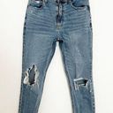 Abercrombie & Fitch Abercrombie Denim High Rise Distressed Frayed Shredded Mom Jeans Blue Size 6/28 Photo 0