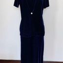 Rhapsody Vintage 90's  Navy Blue Velvet Mock Cardigan Full Length Dress Photo 0