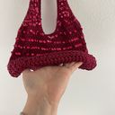 Vintage 90s Y2K Red Crochet Circle Dangle Sequin Slouchy Shoulder Bag Purse Photo 5