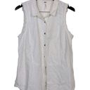 Free People  Linen Blend Button Front White Frayed Boho Vest Size Medium Photo 1