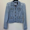 DKNY  Jeans Distressed Light Wash Denim Blue Blazer Jacket ~ Size XS Photo 0