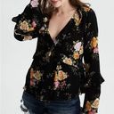 American Eagle  Floral Ruffle Bell Sleeve Blouse Photo 0