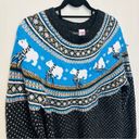 Holiday Time Womens Soft Black & Blue Sparkle Polar Bear Christmas Holiday Sweater Photo 3