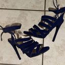 Charlotte Russe Charlotte Rouse Navy Strappy Heels 7.5.  EUC. 3.5” Heel. Ties On Side Photo 0