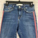 ZARA  Womens Jeans 4 Skinny Dark Wash Blue Denim Tuxedo Stripe Raw Hem Mid Photo 1