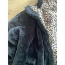 Ymi  Collection Reversible Coat Faux Black Fur Leopard Print Size XL Jacket NEW Photo 4