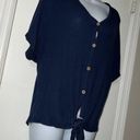 Brenda’s  Blue Knotted Button Down Shirt Women Size Small Photo 2