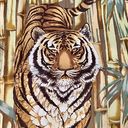 Salvatore Ferragamo RARE  Italy 16" Square Silk Scarf Tiger Walking In Bamboo Photo 2