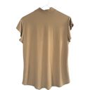 Ny&co NY &  7th Avenue Beige Mock Neck Short Flutter Sleeve Blouse Women Sz L Photo 1